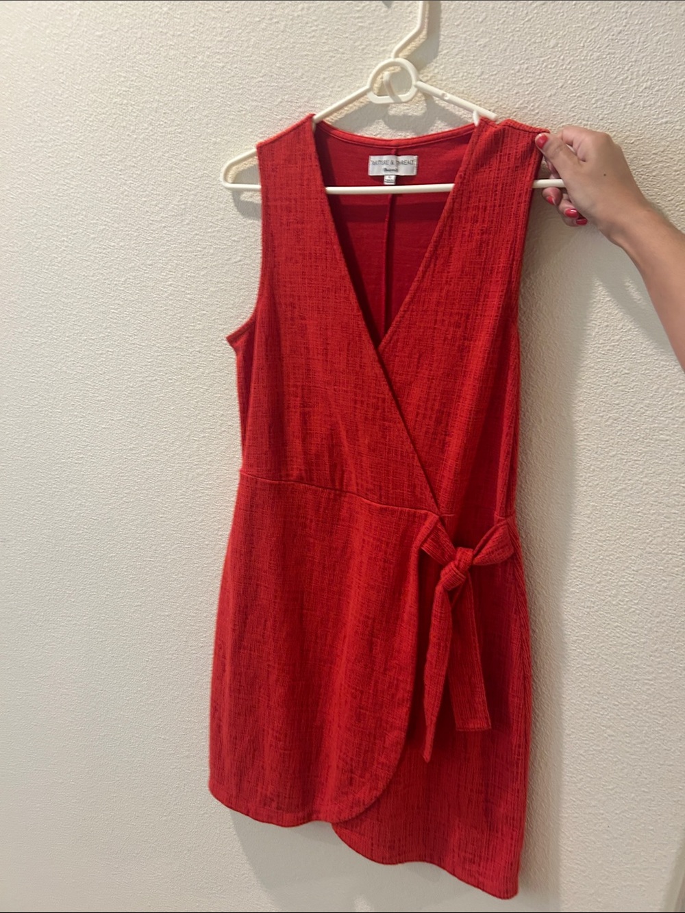 Madewell Red Sleeveless Wrap Mini Dress with Side Tie